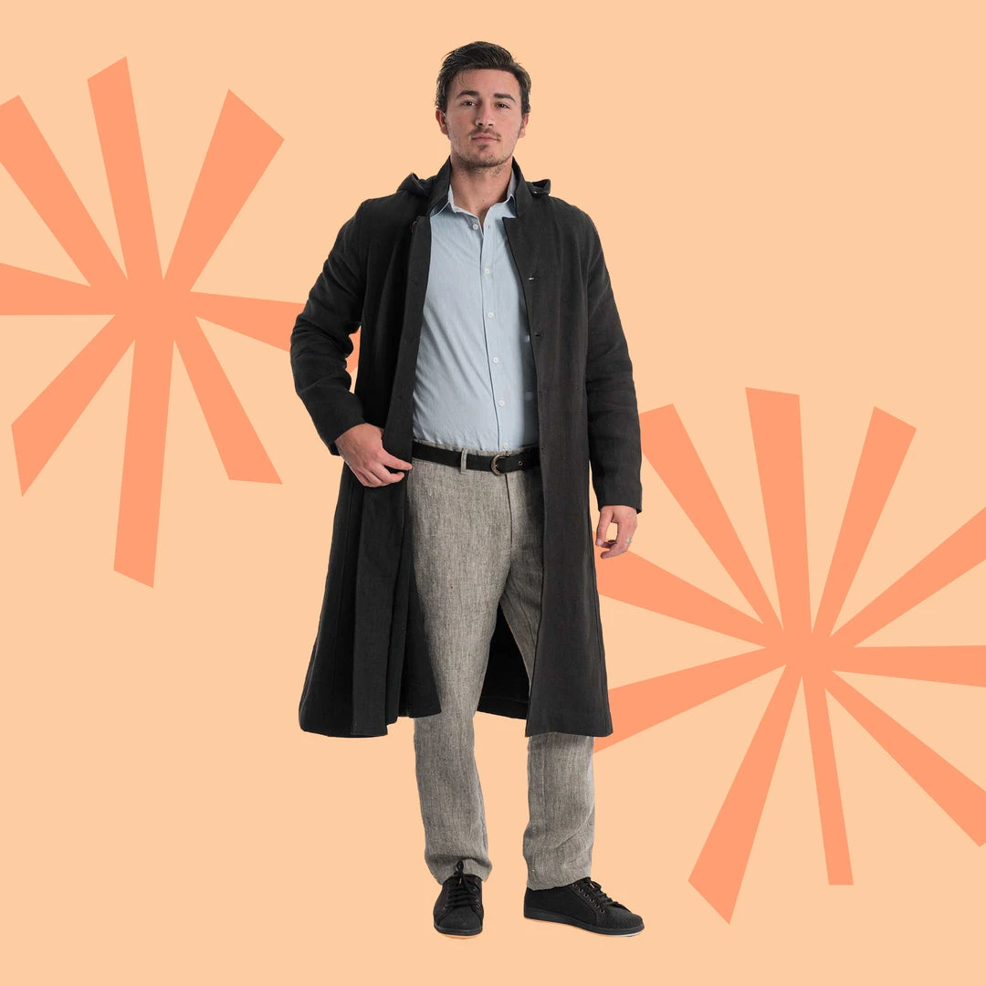 DA VINCI COAT Organic Hemp Hooded Coat - Black | Eco-Friendly Warmwear for Men & Women 2 Vendor-unknown Warmwear & Outerwear DA VINCI COAT Organic Hemp Hooded Coat Lined With Organic Cotton Fleece (Black)