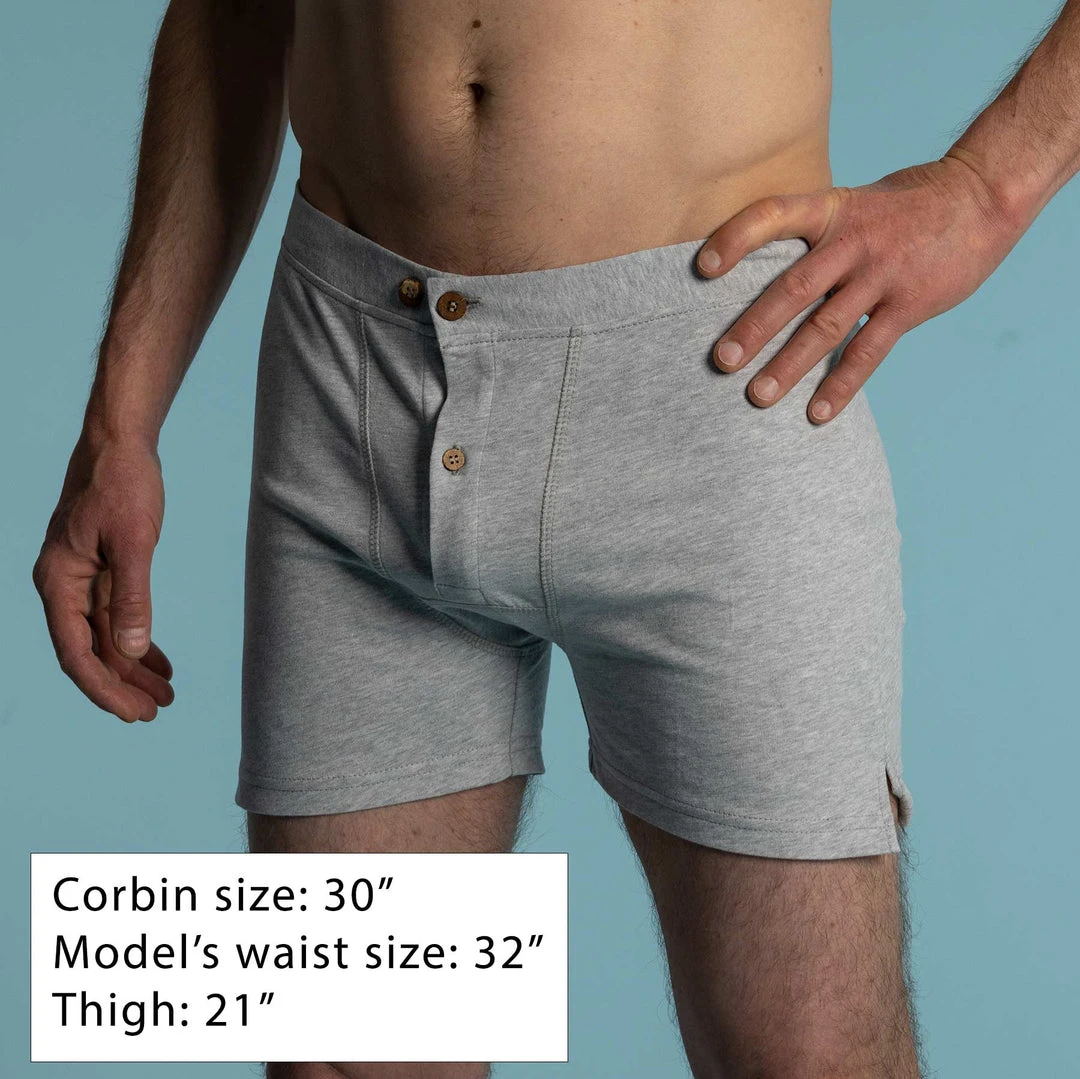 CORBIN Elastic-Free 100% Organic Cotton Boxer Shorts for Men - Limited Edition 4 Shorts CORBIN Elastic-Free 100% Organic Prima Cotton Boxers (Gusset Crotch, Coconut Buttons, OC Thread) (Limited Edition)