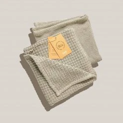 Towels BedBath LONDONBERRY 100% Organic Linen Knit Wash Cloth - Dish Towel (Plastic-free)
