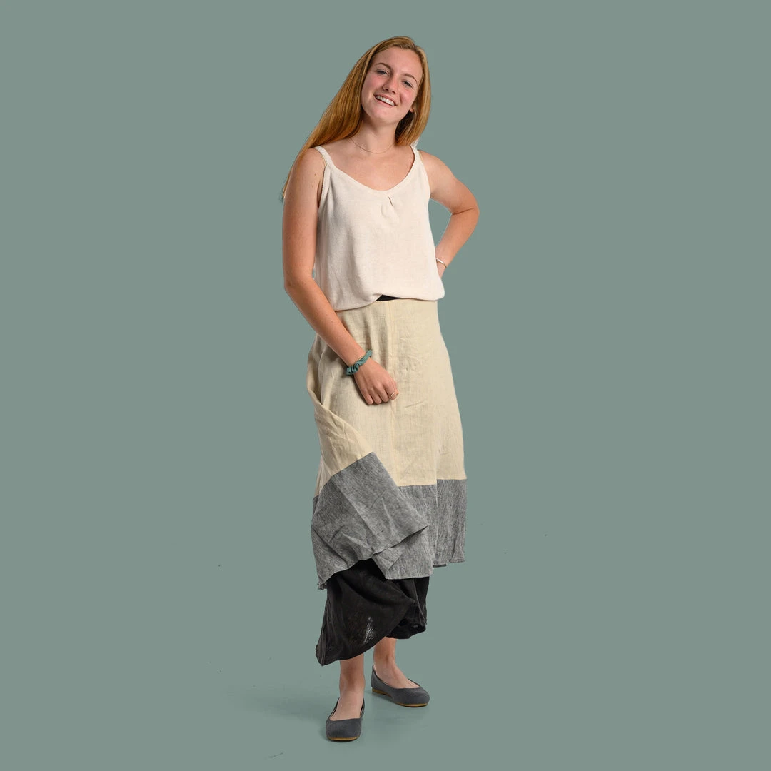 CARMEN FANTASY 100% Organic Linen Skirt for Women - Multi-Layered Elegance 3 Vendor-unknown CARMEN FANTASY 100% Organic Linen Skirt (Multiple Layers)