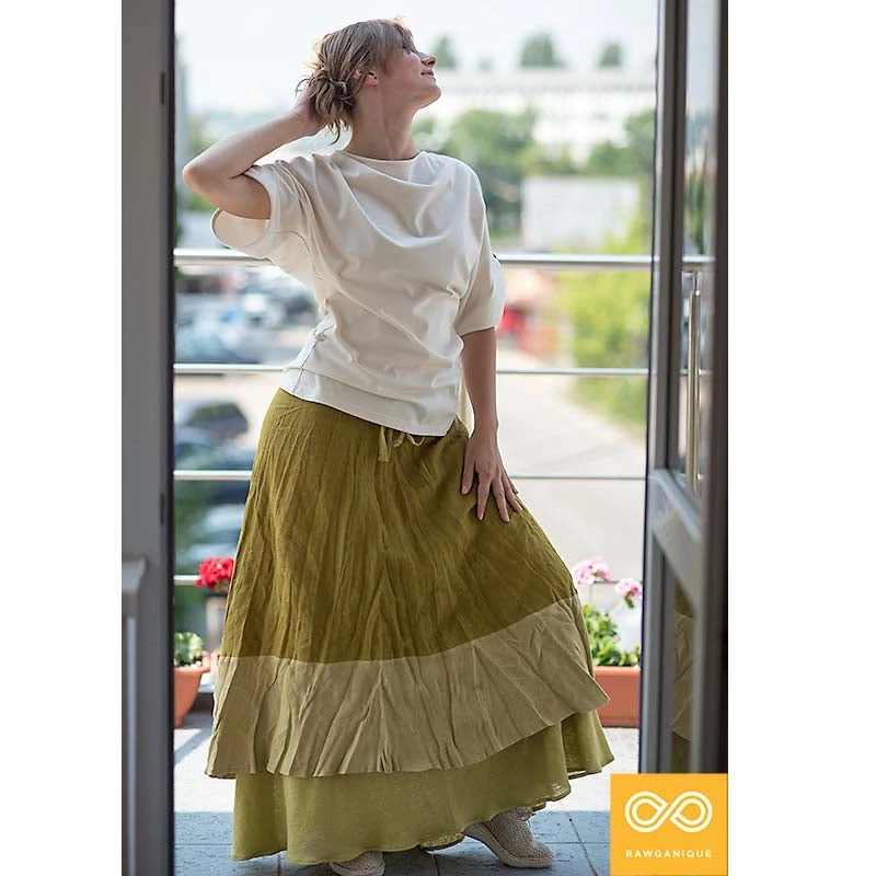 CARMEN FANTASY 100% Organic Linen Skirt for Women - Multi-Layered Elegance 7 Vendor-unknown CARMEN FANTASY 100% Organic Linen Skirt (Multiple Layers)