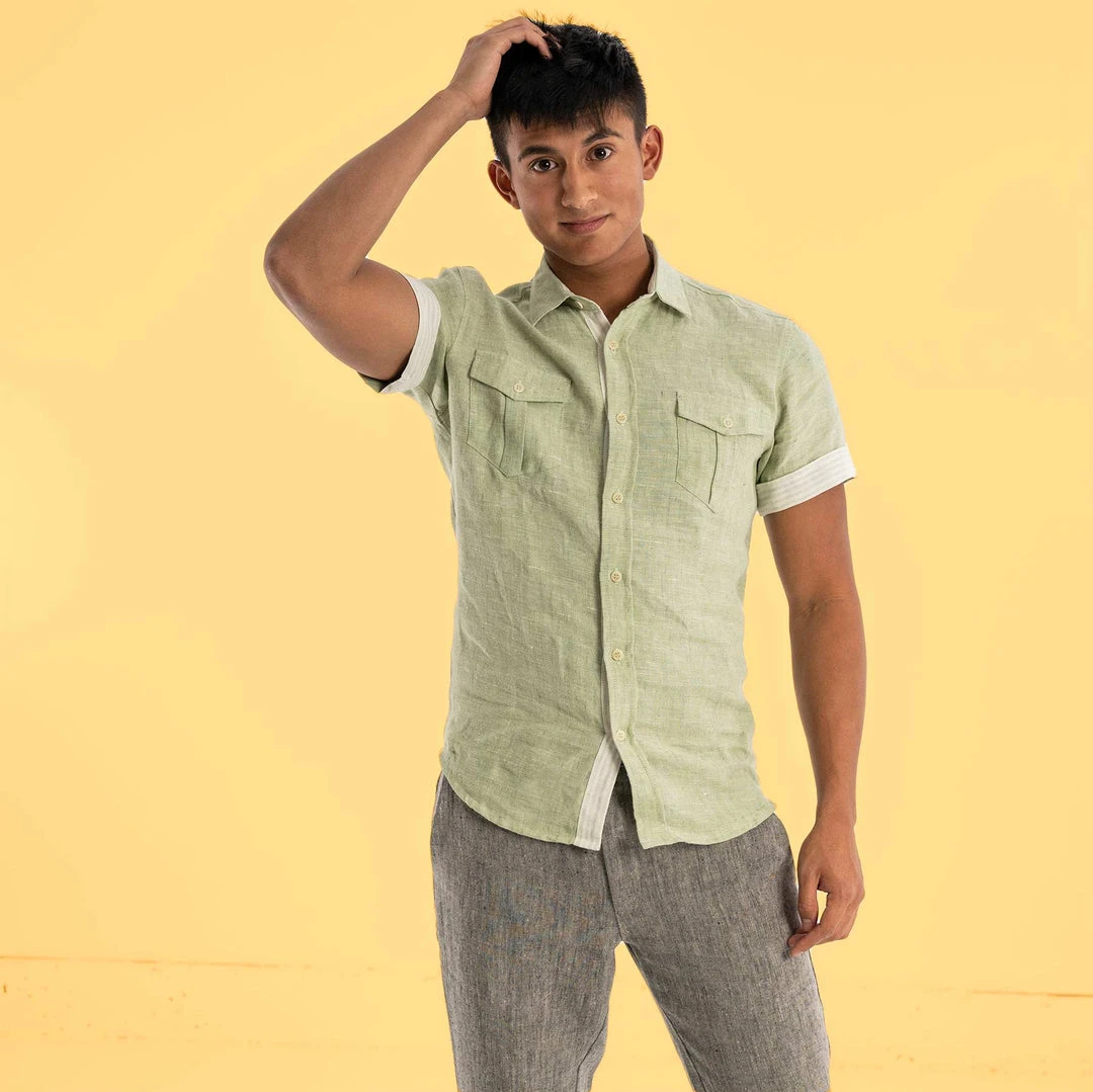 Men's Slim-Fit Short-Sleeve 100% Organic Hemp Shirt | Amsterdam Collection | Eco-Friendly & Comfortable 1 Vendor-unknown Men AMSTERDAM Slim-Fit Short-Sleeve 100% Organic Hemp Shirt