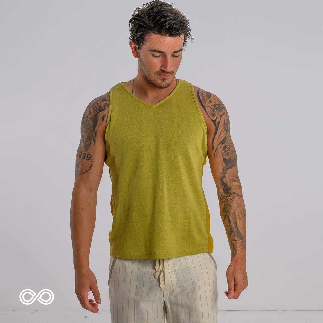 AUCKLAND 100% Organic Hemp V-Neck Tank Top - Unisex Eco-Friendly Summer Top 2 Vendor-unknown AUCKLAND 100% Organic Hemp V-Neck Tank Top (Unisex) Tops