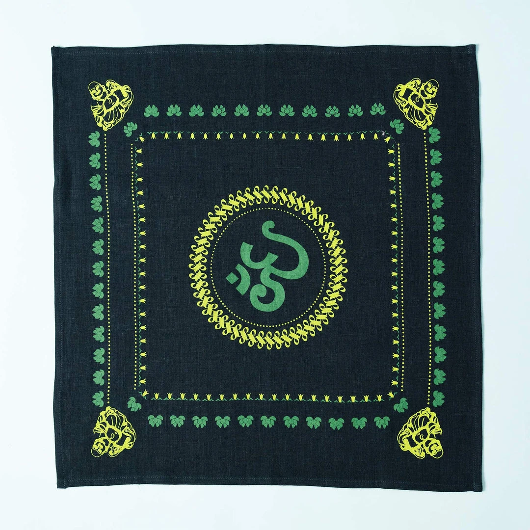 Organic Hemp Bandana with Buddha Om Design - 22x22 Inches | Eco-Friendly Face Covering & Scarf for Men & Women 8 Vendor-unknown Printed Tees & More Organic Hemp Bandana - Buddha Om Design (22 X 22)