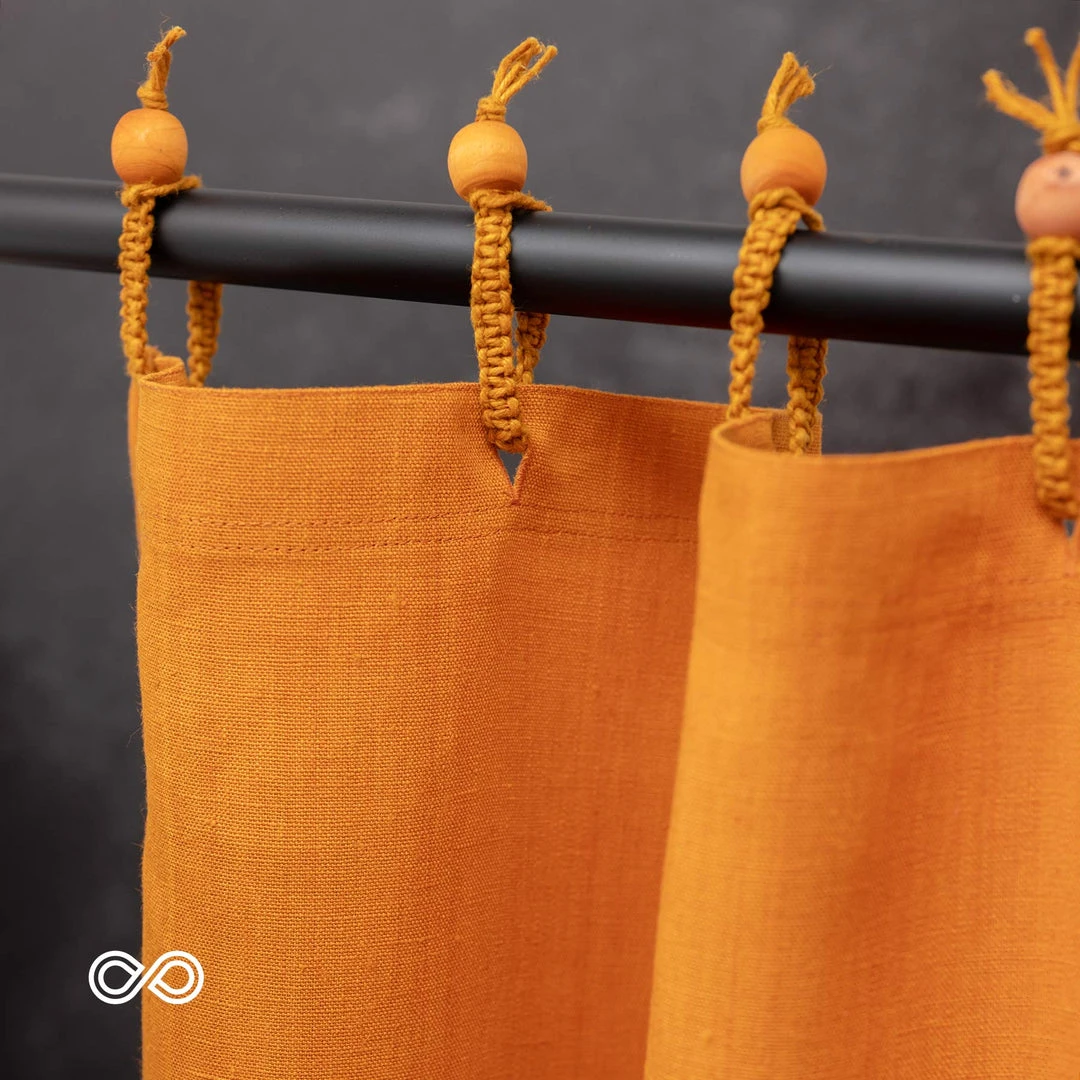 100% Organic Hemp Curtain - Natural Fabric Draperies for Living Room & Bedroom, 73.5 x 72" 7 Vendor-unknown MONTEBELLO 73.5 X 72" 100% Organic Hemp Curtain - Natural Fabric Draperies BedBath