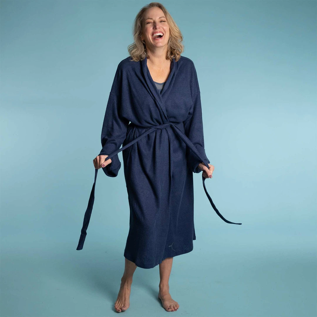 Unisex 100% Organic Hemp Knit Bathrobe - Eco-Friendly & Comfortable 1 Vendor-unknown Unisex 100% Organic Hemp Knit Bathrobe