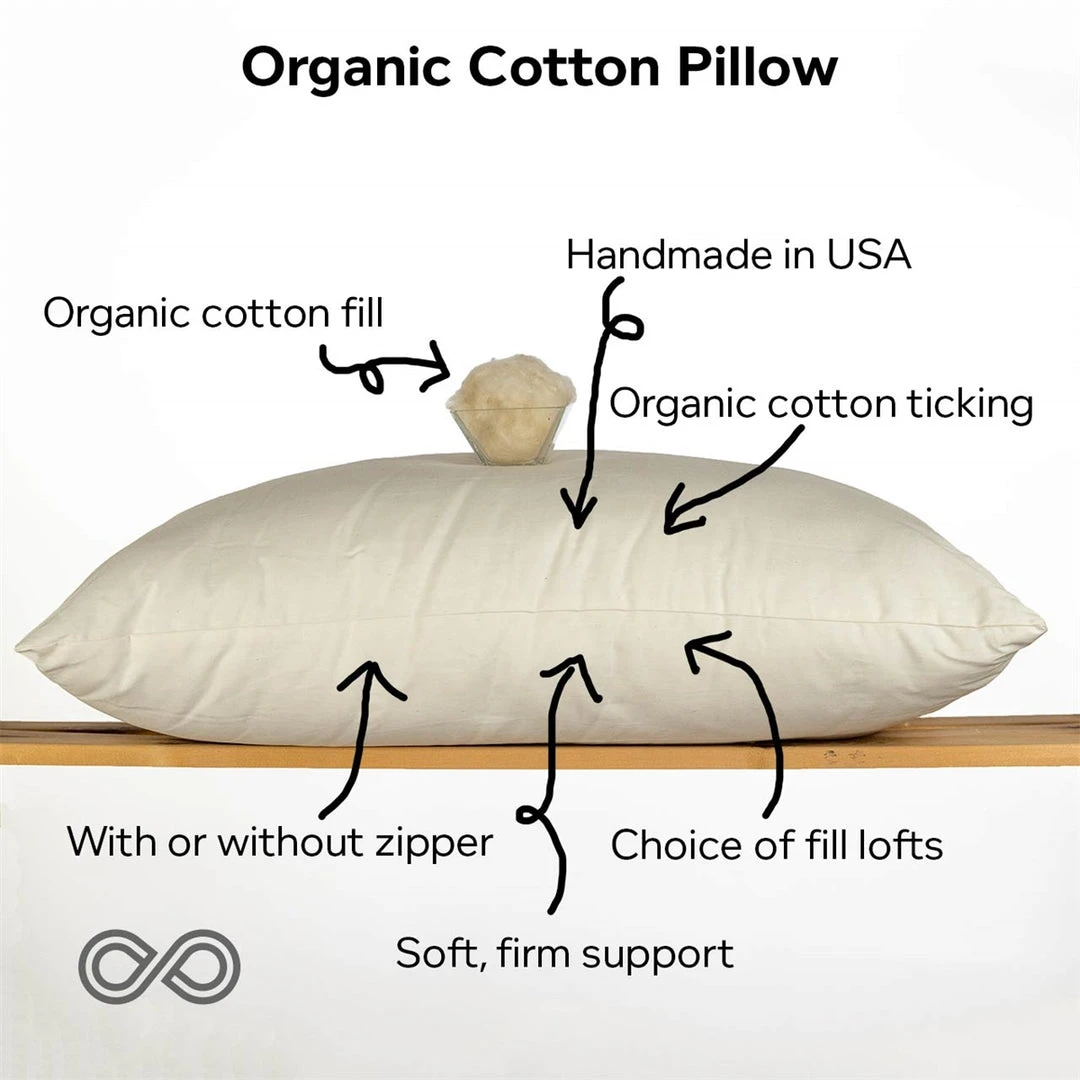 100% Organic Cotton Pillows by BedBath Specialty - Travel, Sofa, Bolster (Made in USA) 3 Vendor-unknown BedBath Specialty 100% Organic Pillows (Travel, Sofa, Bolster) (Made In USA)