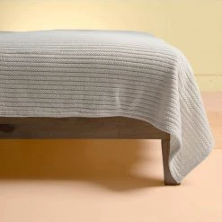 Vendor-unknown 100% Organic Cotton Chenille Ribbed Striped Blanket (Natural) (Made In USA)