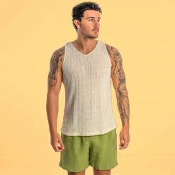Vendor-unknown BRISBANE 100% Hemp Ribbed Tank Top (Unisex) Tops