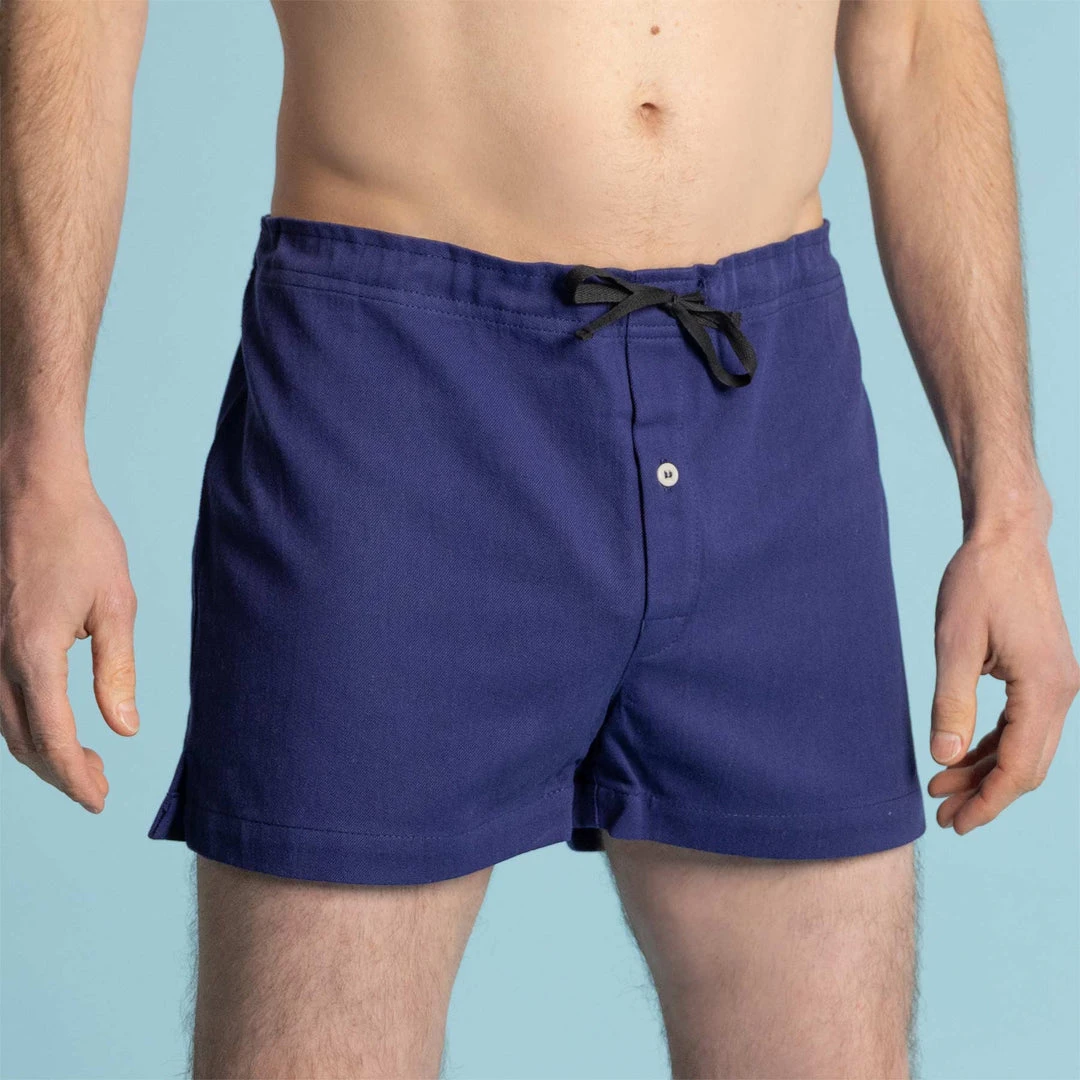 Men's 100% Organic Cotton Elastic-Free Drawstring Boxers - BUXTON Comfort Underwear 1 Vendor-unknown Men BUXTON Elastic-free 100% Organic Cotton Twill Drawstring Boxers (OC Thread, Nut Button)