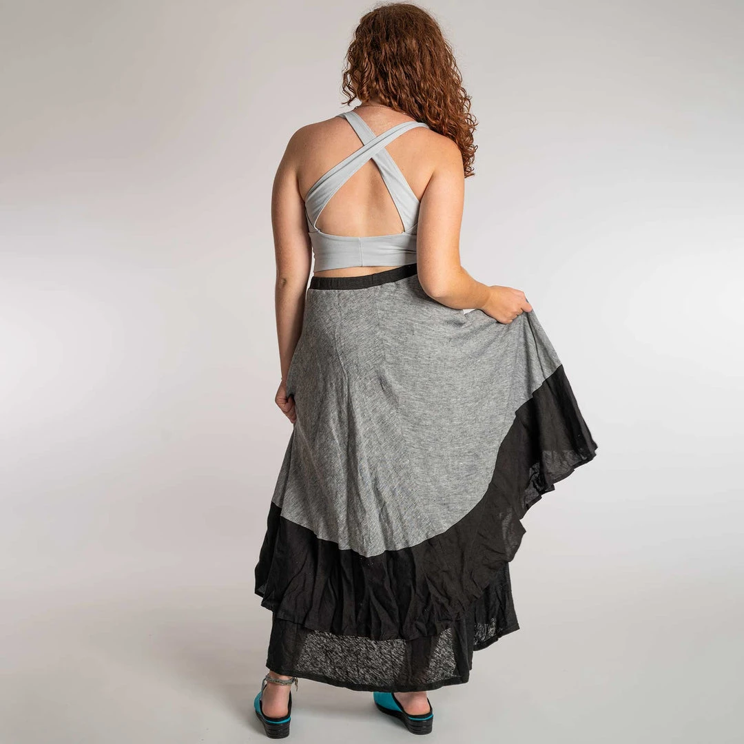 CARMEN FANTASY 100% Organic Linen Skirt for Women - Multi-Layered Elegance 2 Vendor-unknown CARMEN FANTASY 100% Organic Linen Skirt (Multiple Layers)