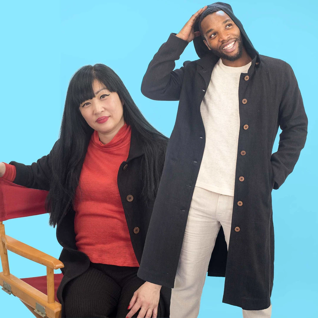 DA VINCI COAT Organic Hemp Hooded Coat - Black | Eco-Friendly Warmwear for Men & Women 1 Vendor-unknown Warmwear & Outerwear DA VINCI COAT Organic Hemp Hooded Coat Lined With Organic Cotton Fleece (Black)