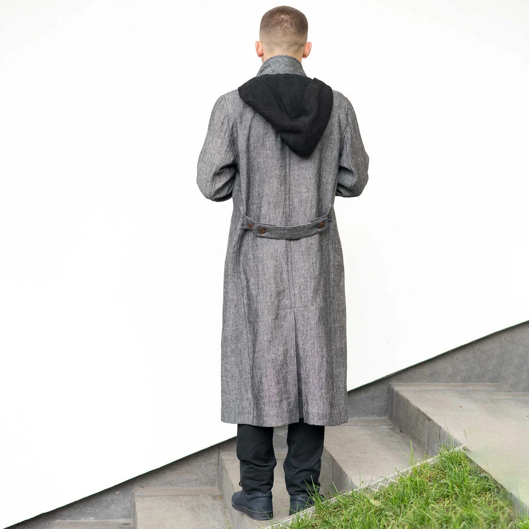 DA VINCI COAT Organic Hemp Hooded Coat - Black | Eco-Friendly Warmwear for Men & Women 6 Vendor-unknown Warmwear & Outerwear DA VINCI COAT Organic Hemp Hooded Coat Lined With Organic Cotton Fleece (Black)