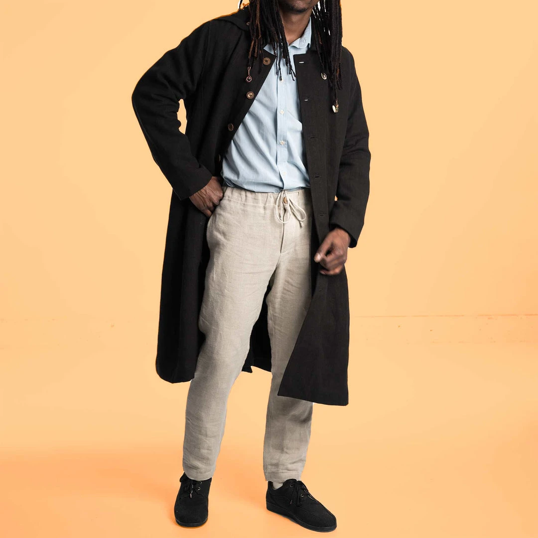 DA VINCI COAT Organic Hemp Hooded Coat - Black | Eco-Friendly Warmwear for Men & Women 21 Vendor-unknown Warmwear & Outerwear DA VINCI COAT Organic Hemp Hooded Coat Lined With Organic Cotton Fleece (Black)