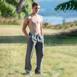 Vendor-unknown 100% Organic Hemp Drawstring Casual Beach Lounge Pants (Unisex) Trousers & Jeans