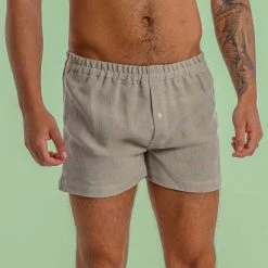 BIZET 100% Organic Linen Boxers for Men - Woven, OC Thread, Nut Button | Rawganique 14 Vendor-unknown BIZET 100% Organic Linen Boxers (Woven) (OC Thread, Nut Button) Men