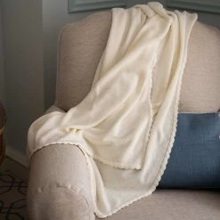 Vendor-unknown FLAXVILLE 100% Organic Flax Linen Ribbed Knit Blanket