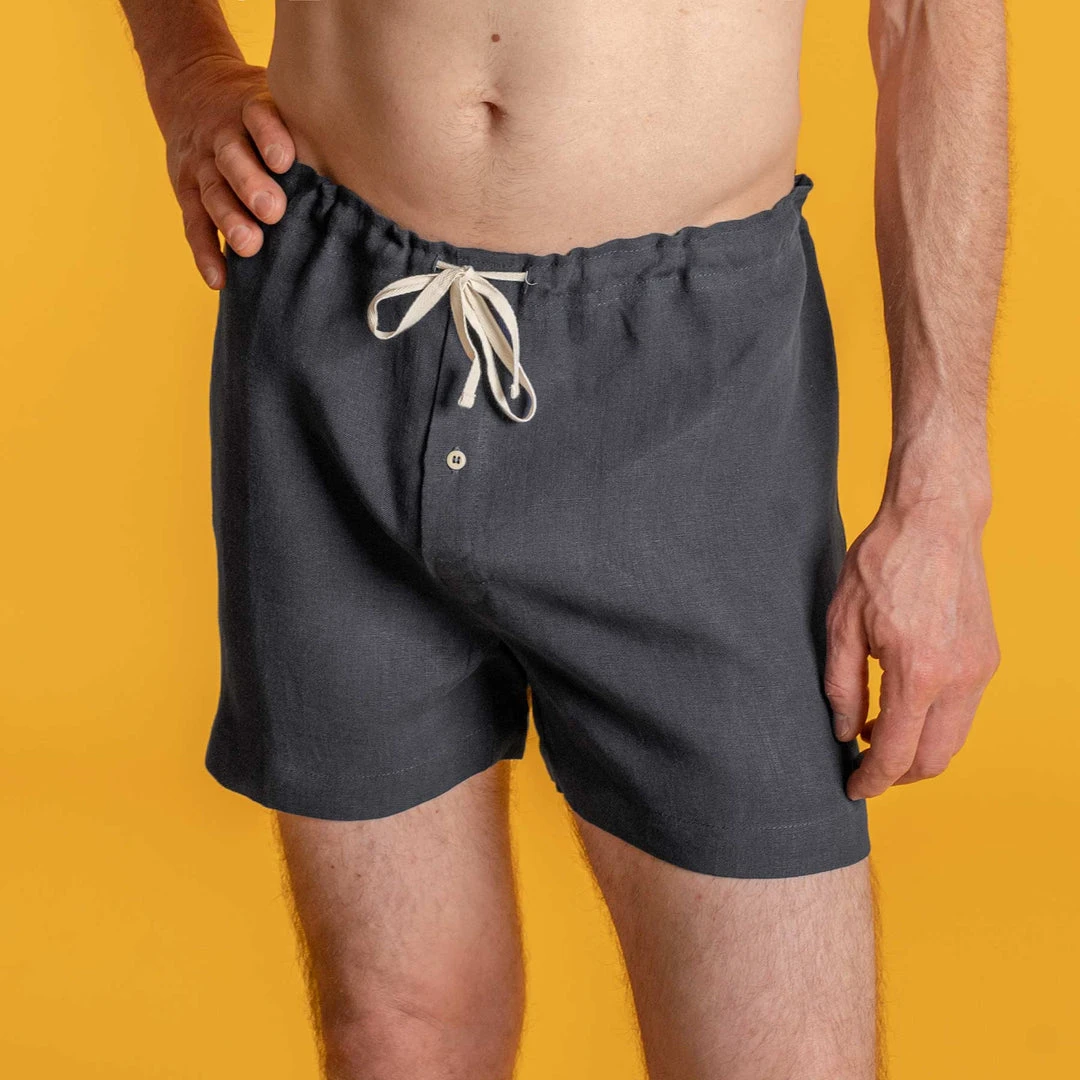 Men's GREENWICH Elastic-Free 100% Organic Hemp Boxers - Eco-Friendly & Comfortable Underwear 4 Vendor-unknown Men GREENWICH Elastic-free 100% Organic Hemp Boxers Woven (OC Thread, Nut Button)