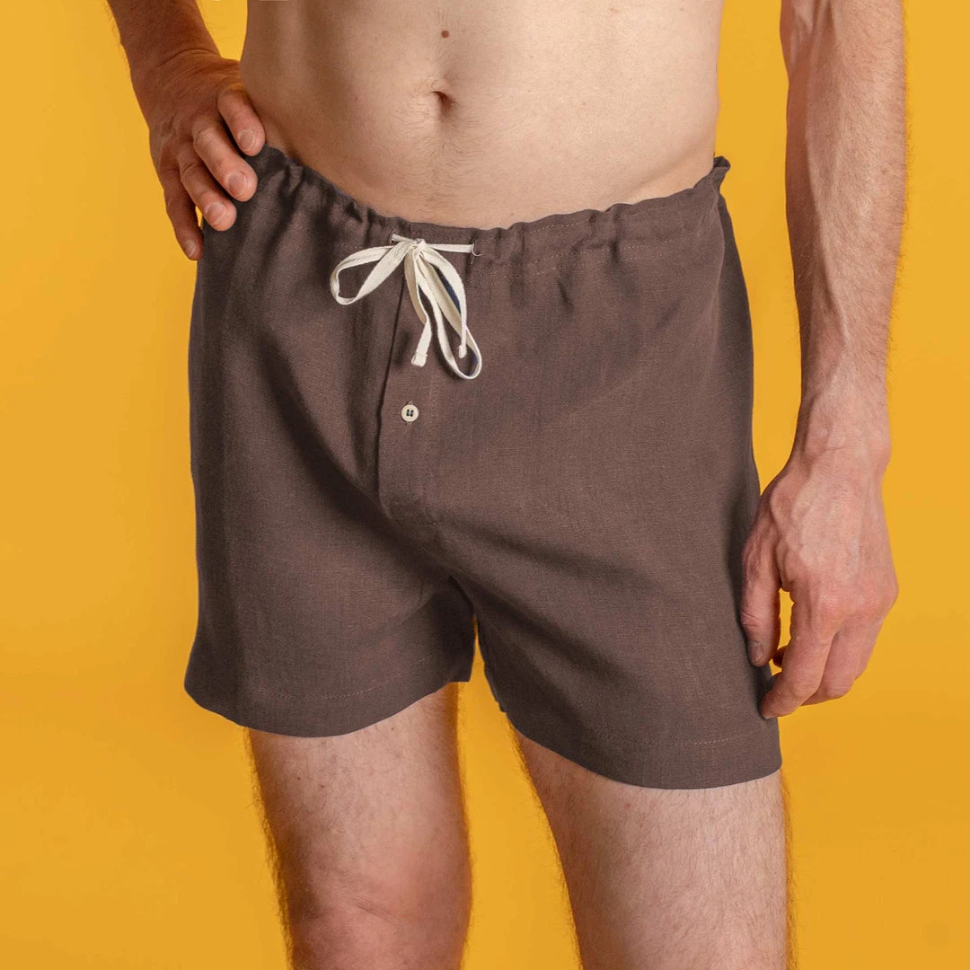 Men's GREENWICH Elastic-Free 100% Organic Hemp Boxers - Eco-Friendly & Comfortable Underwear 8 Vendor-unknown Men GREENWICH Elastic-free 100% Organic Hemp Boxers Woven (OC Thread, Nut Button)