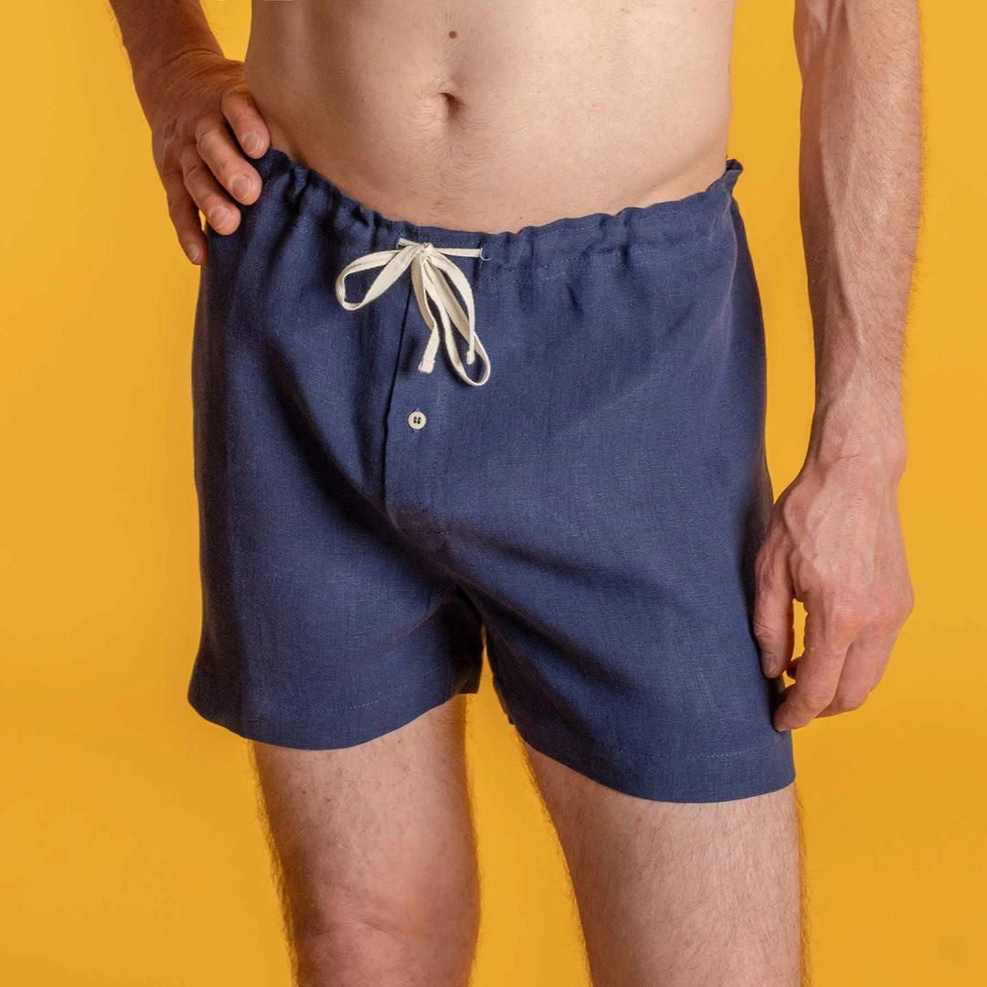 Men's GREENWICH Elastic-Free 100% Organic Hemp Boxers - Eco-Friendly & Comfortable Underwear 2 Vendor-unknown Men GREENWICH Elastic-free 100% Organic Hemp Boxers Woven (OC Thread, Nut Button)