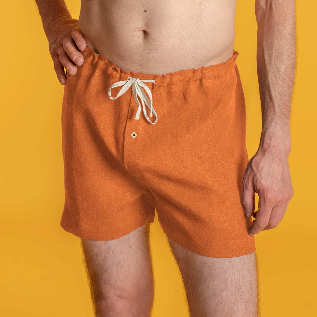 Men's GREENWICH Elastic-Free 100% Organic Hemp Boxers - Eco-Friendly & Comfortable Underwear 10 Vendor-unknown Men GREENWICH Elastic-free 100% Organic Hemp Boxers Woven (OC Thread, Nut Button)