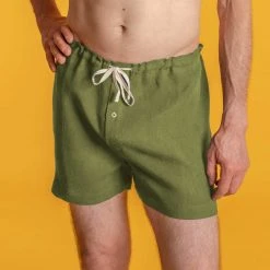 Men's GREENWICH Elastic-Free 100% Organic Hemp Boxers - Eco-Friendly & Comfortable Underwear 34 Vendor-unknown Men GREENWICH Elastic-free 100% Organic Hemp Boxers Woven (OC Thread, Nut Button)