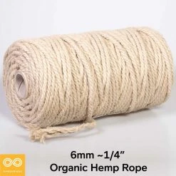 Ropes 6mm Organic Hemp Rope (3kg Roll)
