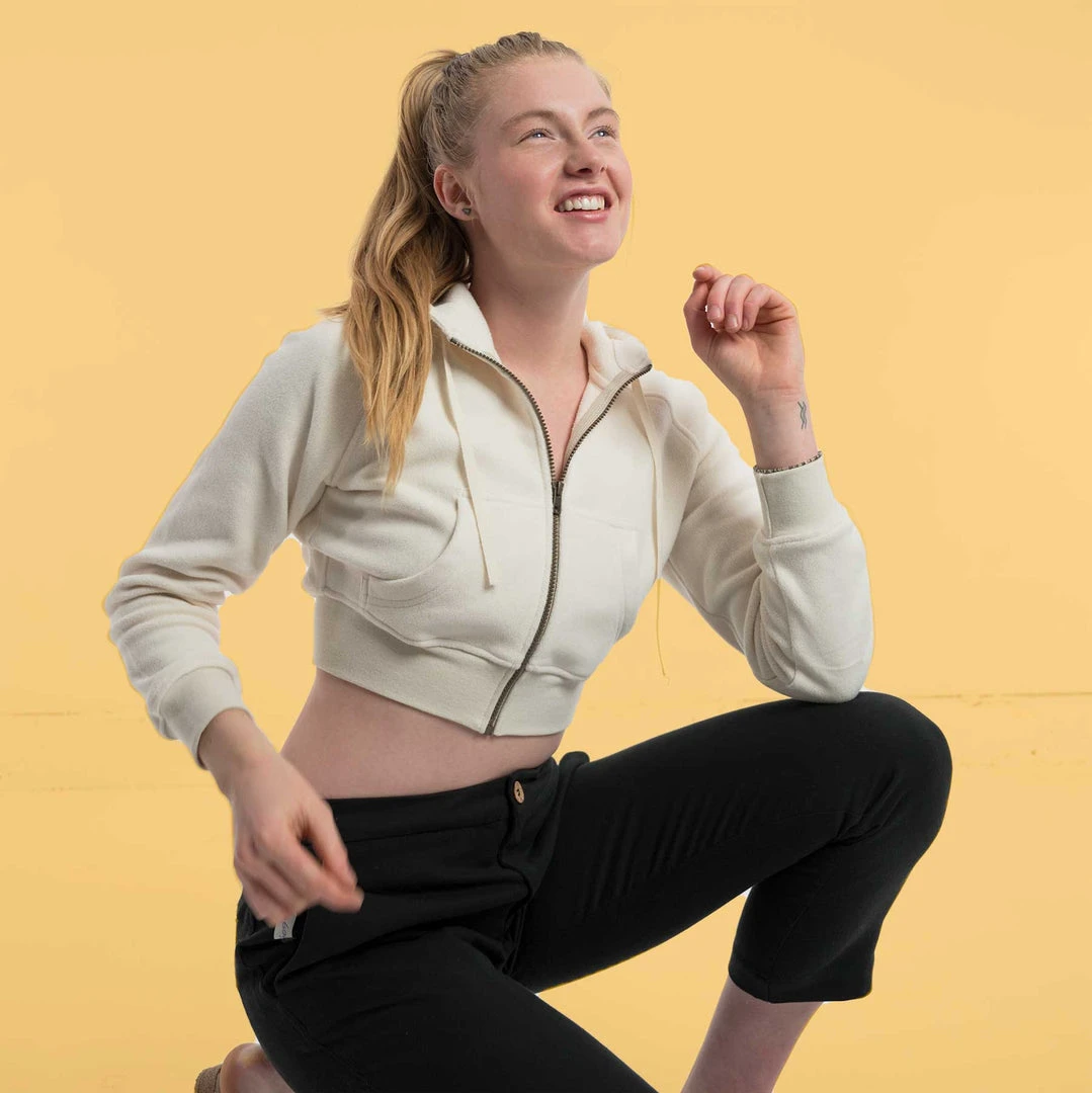 ISADORA 100% Organic Cotton Fleece Zippered Hoodie for Women - Uniquely Rawganique 8 Vendor-unknown ISADORA 100% Organic Cotton Fleece Zippered Hoodie