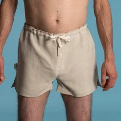 Vendor-unknown LYON Elastic-free 100% Organic Linen Boxers Woven (OC Thread, Nut Button) Men