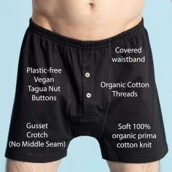 MOBY 100% Organic Prima Cotton Boxer Shorts for Men - Gusset Crotch, Nut Button, OC Thread | Comfortable & Breathable Underwear 16 MOBY 100% Organic Prima Cotton Boxer Shorts (Gusset Crotch, Nut Button, OC Thread)