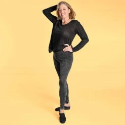 Vendor-unknown Bottoms MELANIE Reversible Organic Cotton Leggings (Grunge Gray/Black)