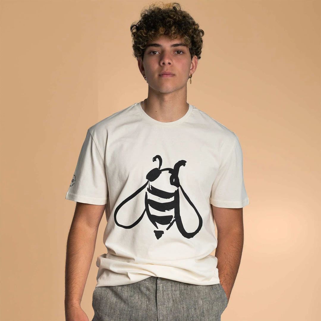 PUREVALLEY 100% Organic Prima Cotton T-Shirt - Bee Print Unisex Tee for Men & Women 1 T-Shirts PUREVALLEY 100% Organic Prima Cotton T-Shirt (Unisex)- Bee Women