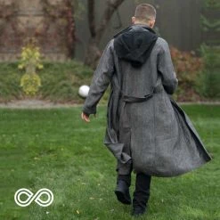 DA VINCI COAT Organic Hemp Hooded Coat - Black | Eco-Friendly Warmwear for Men & Women 37 Vendor-unknown Warmwear & Outerwear DA VINCI COAT Organic Hemp Hooded Coat Lined With Organic Cotton Fleece (Black)