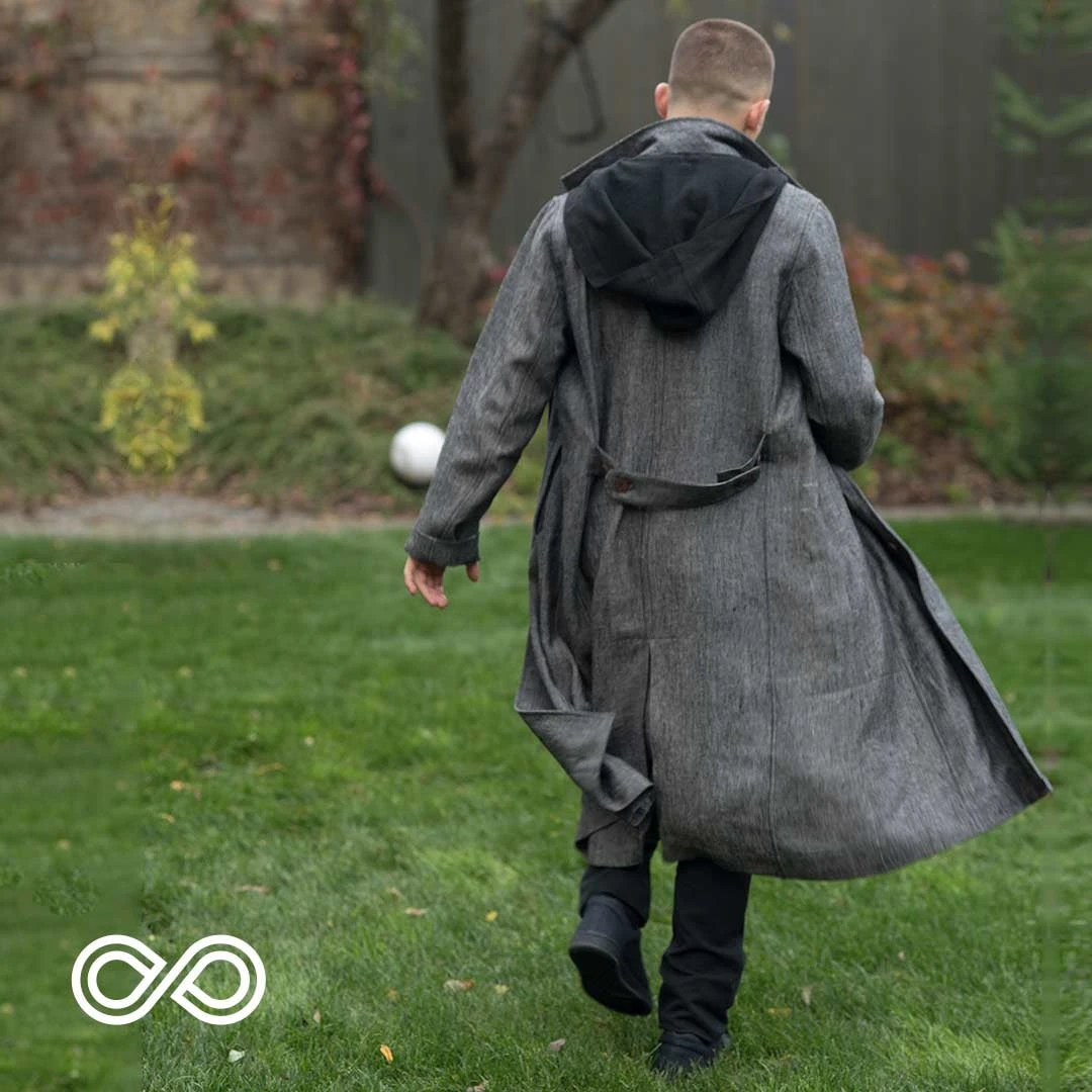 DA VINCI COAT Organic Hemp Hooded Coat - Black | Eco-Friendly Warmwear for Men & Women 14 Vendor-unknown Warmwear & Outerwear DA VINCI COAT Organic Hemp Hooded Coat Lined With Organic Cotton Fleece (Black)