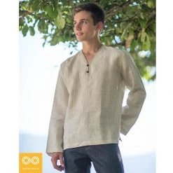 Organic Linen Samadhi Shirt for Men - Comfortable & Eco-Friendly Tops 10 Vendor-unknown Organic Linen Samadhi Shirt