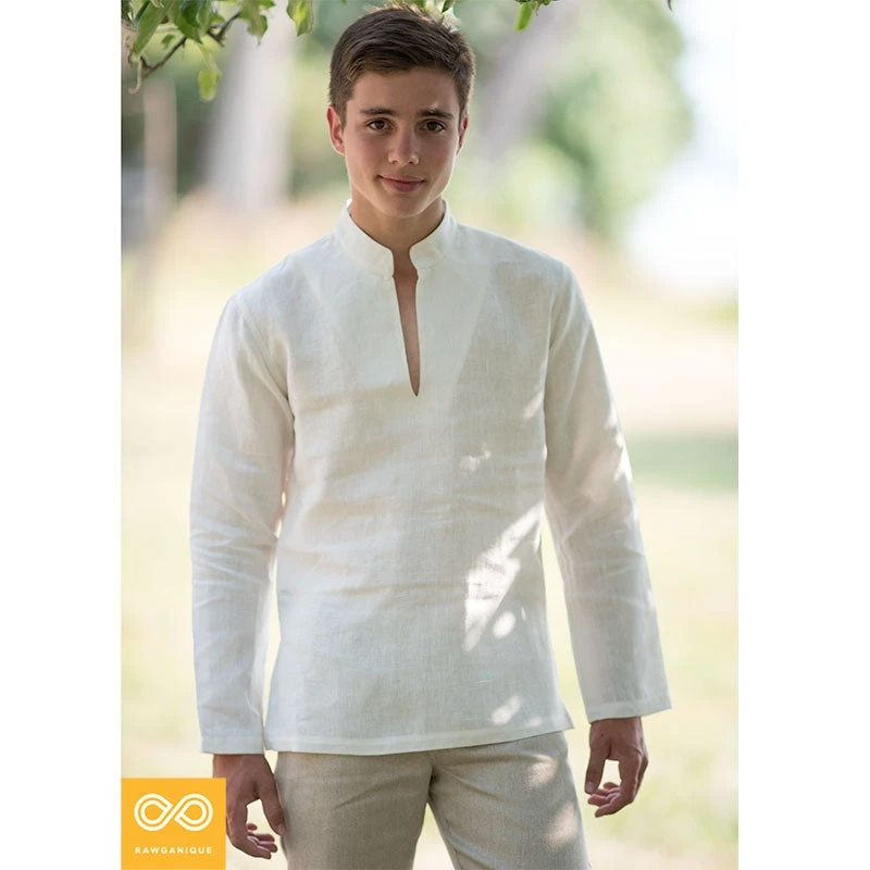 Men's Hemp Tranquility Shirt - India Collar Casual Top | Eco-Friendly & Comfortable 1 Vendor-unknown Shirts India Collar Hemp Tranquility Shirt