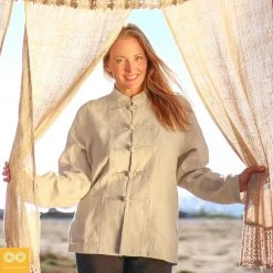 Unisex HILL TRIBE Kung Fu Collar Hemp Shirt - Long-Sleeved Eco-Friendly Top 8 Vendor-unknown HILL TRIBE Kung Fu Collar Hemp Shirt (Long-sleeved) (Unisex)