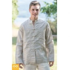 Unisex HILL TRIBE Kung Fu Collar Hemp Shirt - Long-Sleeved Eco-Friendly Top 11 Vendor-unknown HILL TRIBE Kung Fu Collar Hemp Shirt (Long-sleeved) (Unisex)