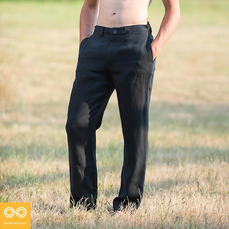 Eco-Couture Men's Flat Front Hemp Dress Pants - Sustainable & Stylish Slacks 1 Vendor-unknown Eco-Couture Flat Front Hemp Dress Pants Slacks