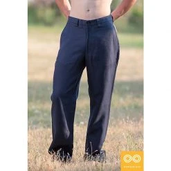 Vendor-unknown Eco-Couture Flat Front Hemp Dress Pants Slacks