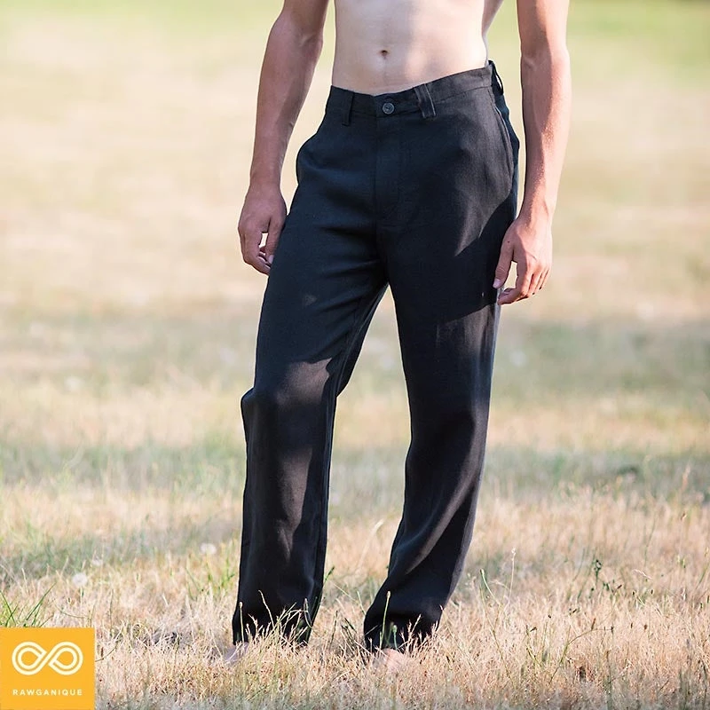 Eco-Couture Men's Flat Front Hemp Dress Pants - Sustainable & Stylish Slacks 3 Vendor-unknown Eco-Couture Flat Front Hemp Dress Pants Slacks