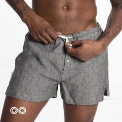 Men's GREENWICH Elastic-Free 100% Organic Hemp Boxers - Eco-Friendly & Comfortable Underwear 39 Vendor-unknown Men GREENWICH Elastic-free 100% Organic Hemp Boxers Woven (OC Thread, Nut Button)
