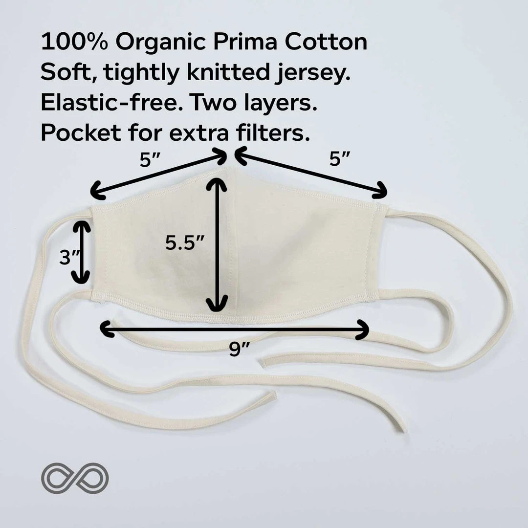 VIVALDI 2-Layer 100% Organic Cotton Face Mask - Elastic-Free, Washable, Filter Pocket - Eco-Friendly & Plastic-Free 14 Vendor-unknown ShoesBags&More VIVALDI 2-Layer 100% Organic Cotton Face Mask Mouth Mask With Filter Pocket (Elastic-Free) (Washable)