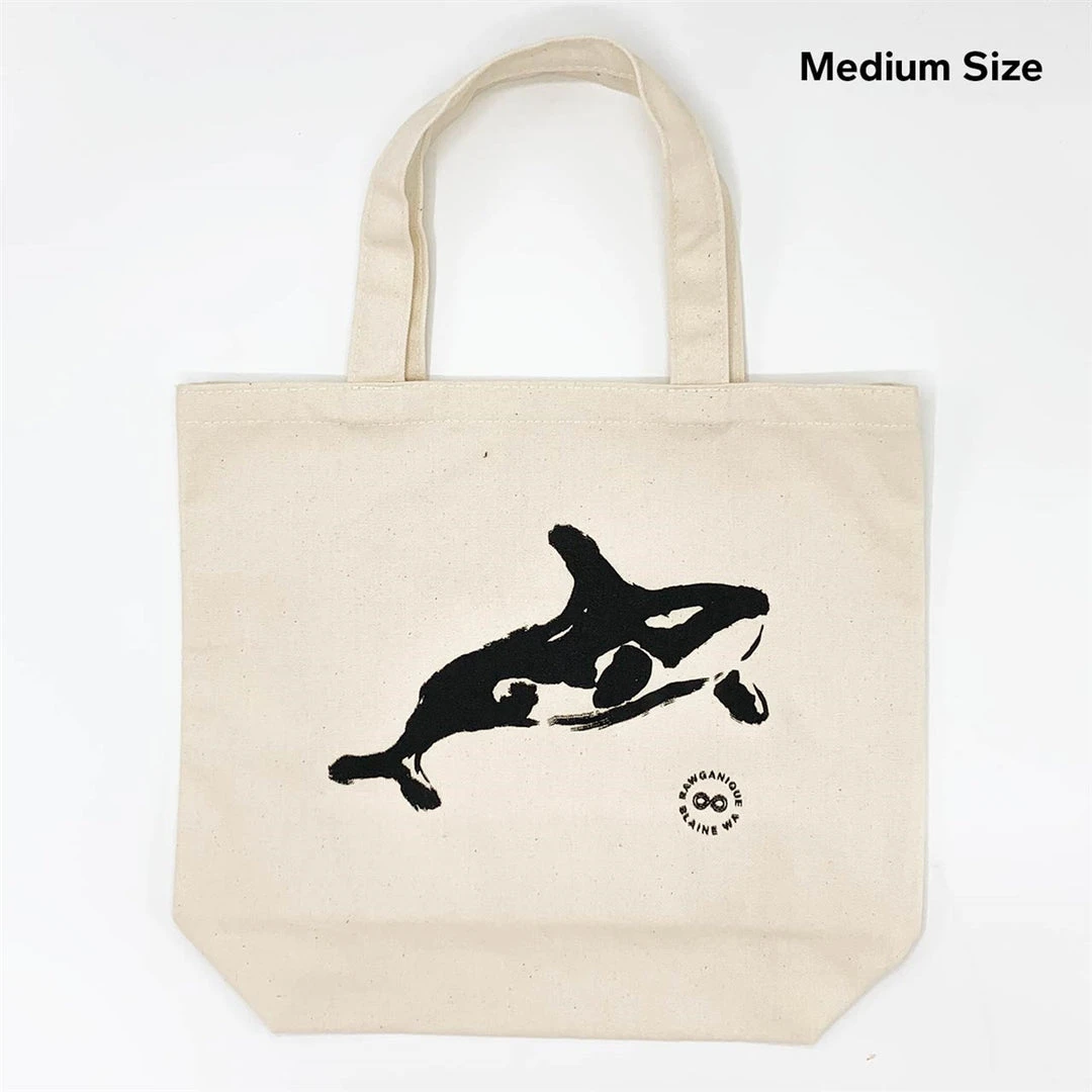 CLOVERDALE 100% Organic Cotton Shopping Bag - Orca Printed Design, Made in USA 3 Vendor-unknown CLOVERDALE 100% Organic Cotton Shopping Bag Made In USA - Orca Printed Tees & More