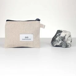 Vendor-unknown Seville Hemp Stiff Canvas Zippered Pouch Bag (Phone & Passport) (~7.4 X 5.5")