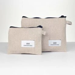 Vendor-unknown Seville Hemp Stiff Canvas Zippered Pouch Bag (Phone & Passport) (~7.4 X 5.5")