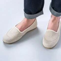 Handmade Hemp Ballet Flats for Women - SNOW WHITE | Organic Cotton Lined | Eco-Friendly Footwear 19 Shoes Women’s Footwear SNOW WHITE Handmade Hemp Ballet Flats (Lined With 100% Organic Cotton Fleece)