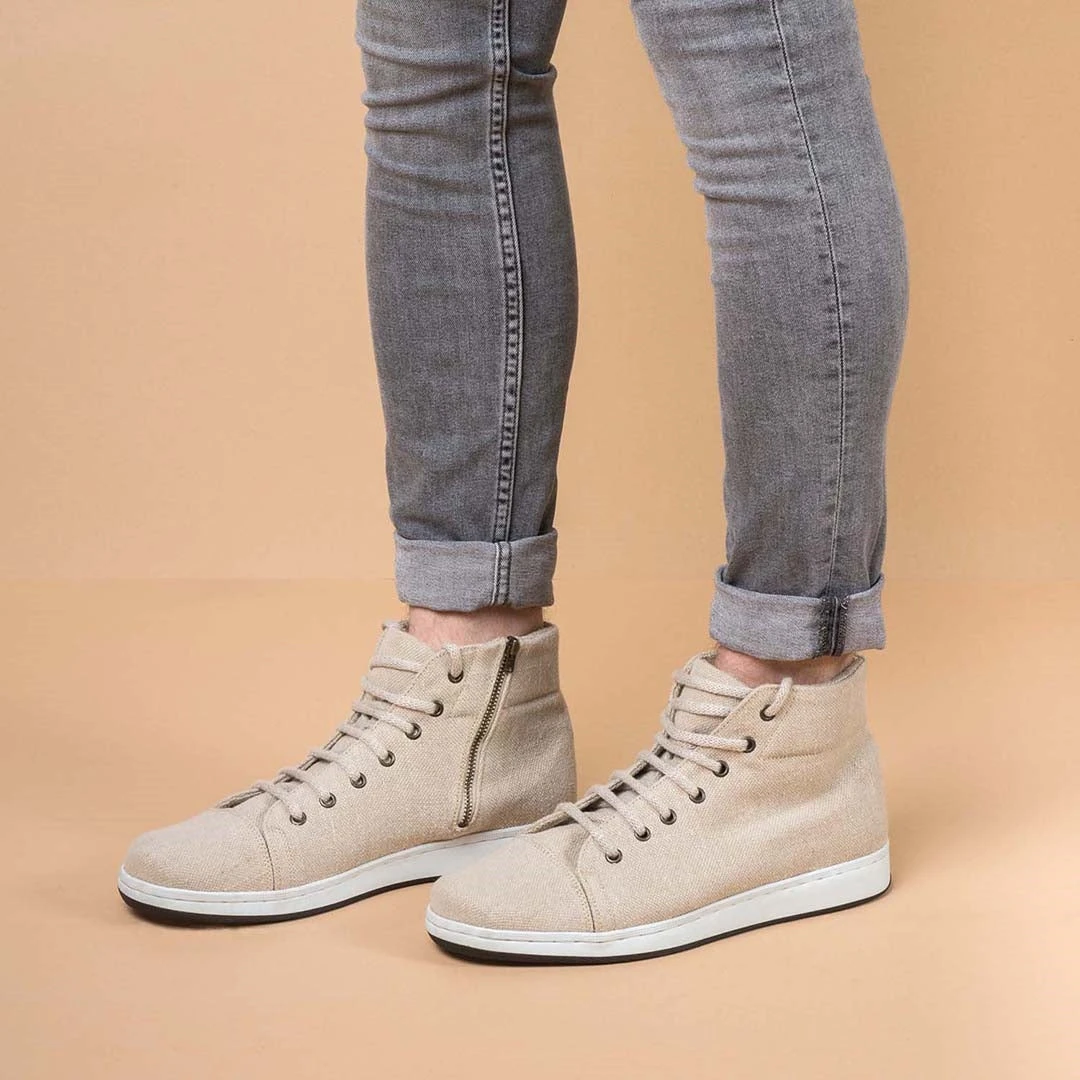Geneva Hemp High Top Sneakers with Zipper - Unisex Men's & Women's Eco-Friendly Shoes 4 Shoes GENEVA Hemp High Top Sneakers Zipper (Men's & Women's Sizes)