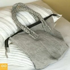 Handmade 100% Organic French Flax Linen Handbag - Claremont by ShoesBags&More 20 Vendor-unknown ShoesBags&More Bespoke Handmade 100% Organic French Flax Linen Handbag (Claremont)