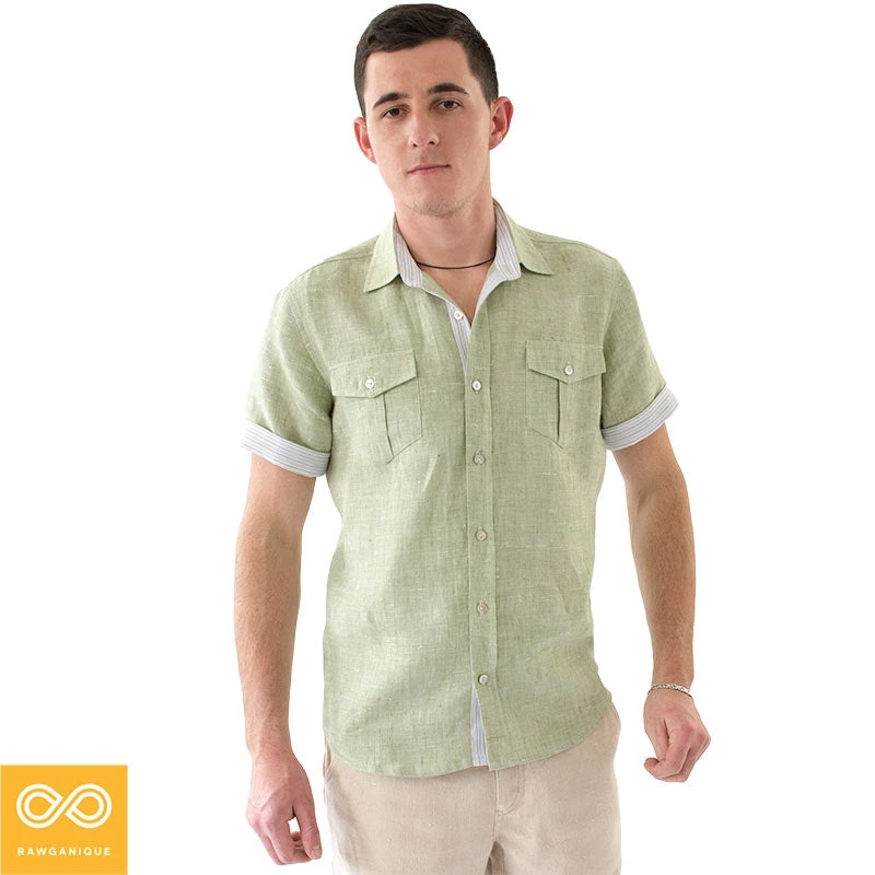 Men's Slim-Fit Short-Sleeve 100% Organic Hemp Shirt | Amsterdam Collection | Eco-Friendly & Comfortable 10 Vendor-unknown Men AMSTERDAM Slim-Fit Short-Sleeve 100% Organic Hemp Shirt